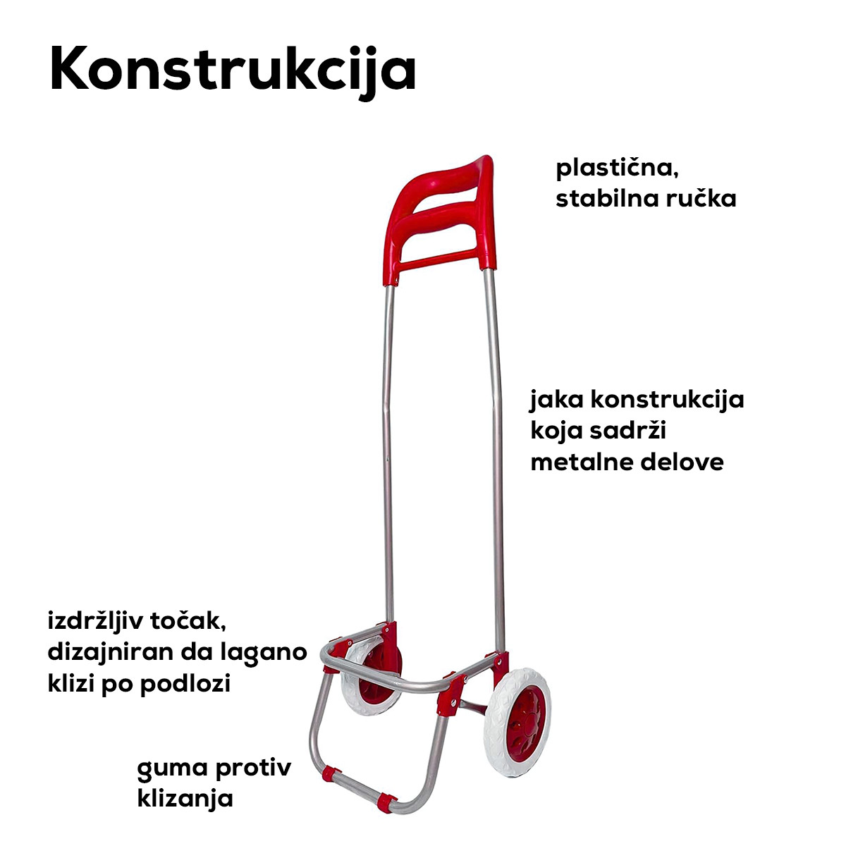 Praktična kolica za kupovinu, crvena