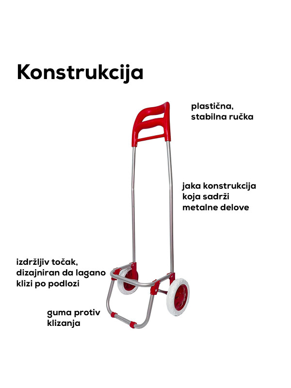 Praktična kolica za kupovinu, crvena